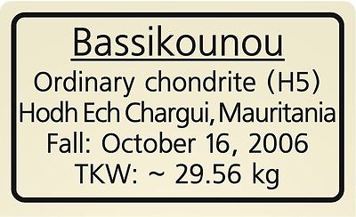 Meteorite label bassikounou
