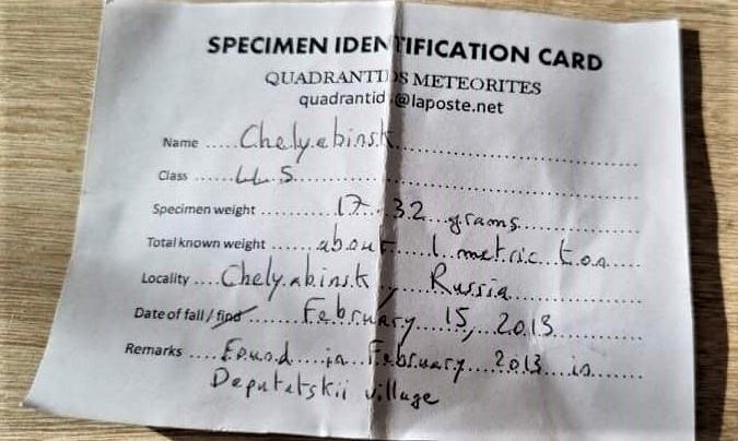 Autenticity chelyabinsk meteorite